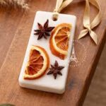 Handmade rectangular soy wax bar with dried flower petals, available in different scents.