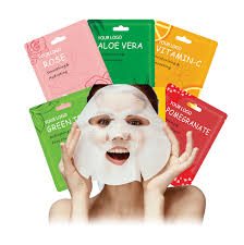 Aesthetic facial sheet mask packaging for glowing skin skincare gifts.